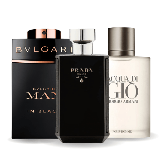 Combo Promotionnel Bvlgari In Black, Giorgio Armani Acqua Di Gio, L'Homme Prada Intense 100ml