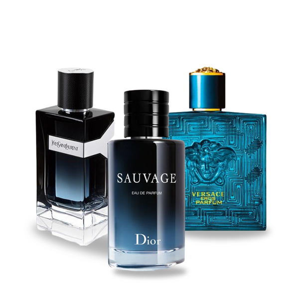 Combro Promotionnel Dior SAUVAGE, Yves Saint Laurent Y MEN et Versace EROS 100ml